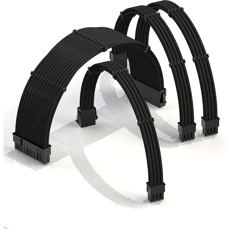 LINKUP AVA 30cm PSU Cable Extension Sleeved Kit (Black)